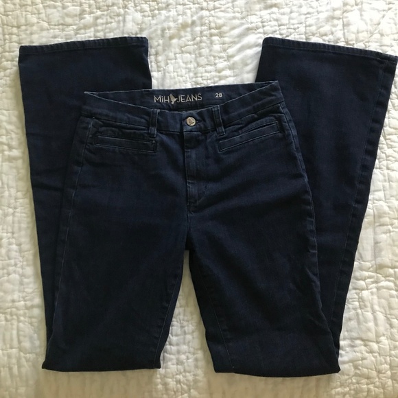 MiH Marrakesh Mid Rise Kick Flare Jeans - Dark Blue - Picture 1 of 7